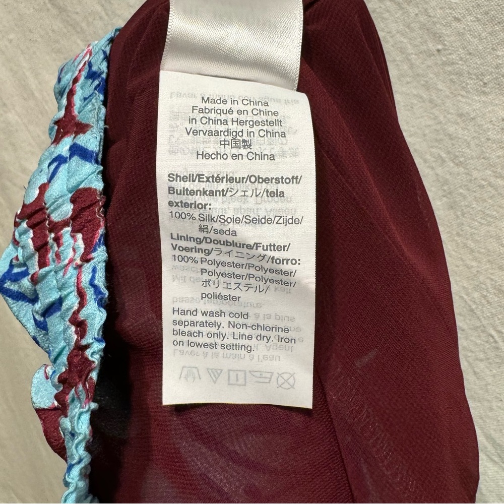 J. Crew Women’s Pull-On Silk Pant Aqua Paisley Size 14 - Picture 9 of 9